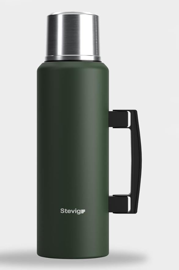 Stevig 4 Camp Klasik Vakumlu Kulplu Çelik Termos 1.5 lt Green ST-206