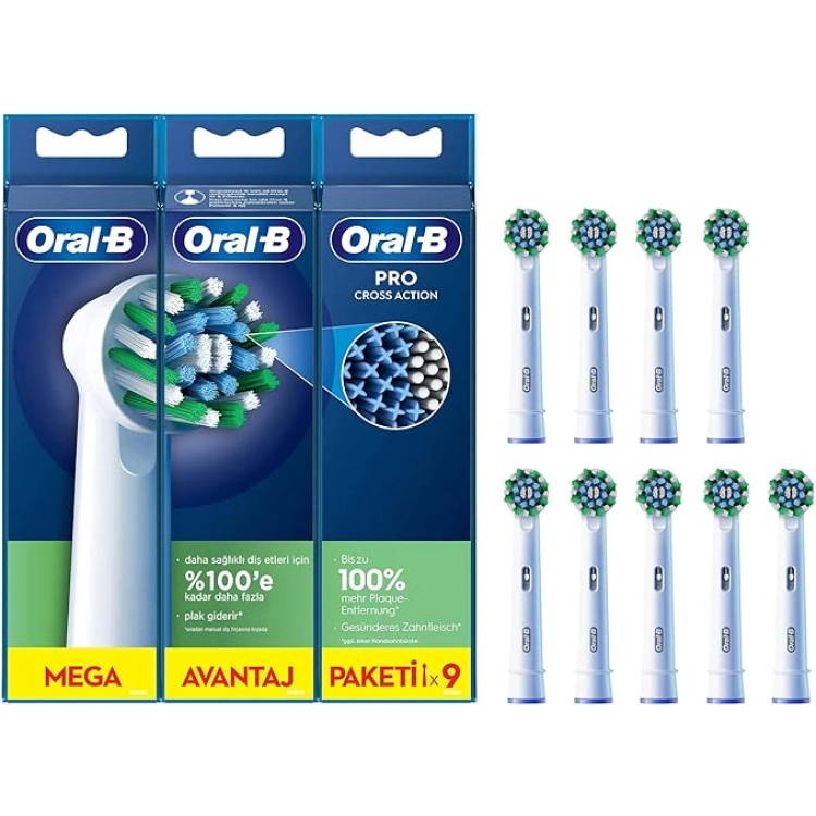 Oral-B Cross Action Şarjlı Diş Fırçası Yedek Başlığı 9 Adet