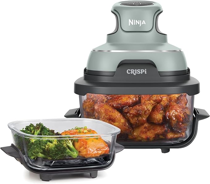 Ninja CRISPi 4-in-1 Taşınabilir Cam Hazneli Pişirme Sistemi - Sage Green FN101EUSG