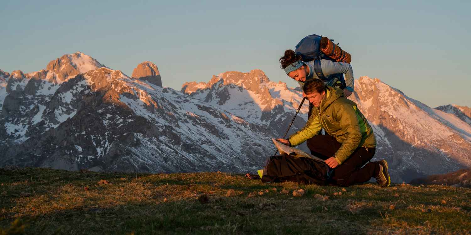 Wanderszene am Altu del Pirue, Picos de Europa, Spanien.