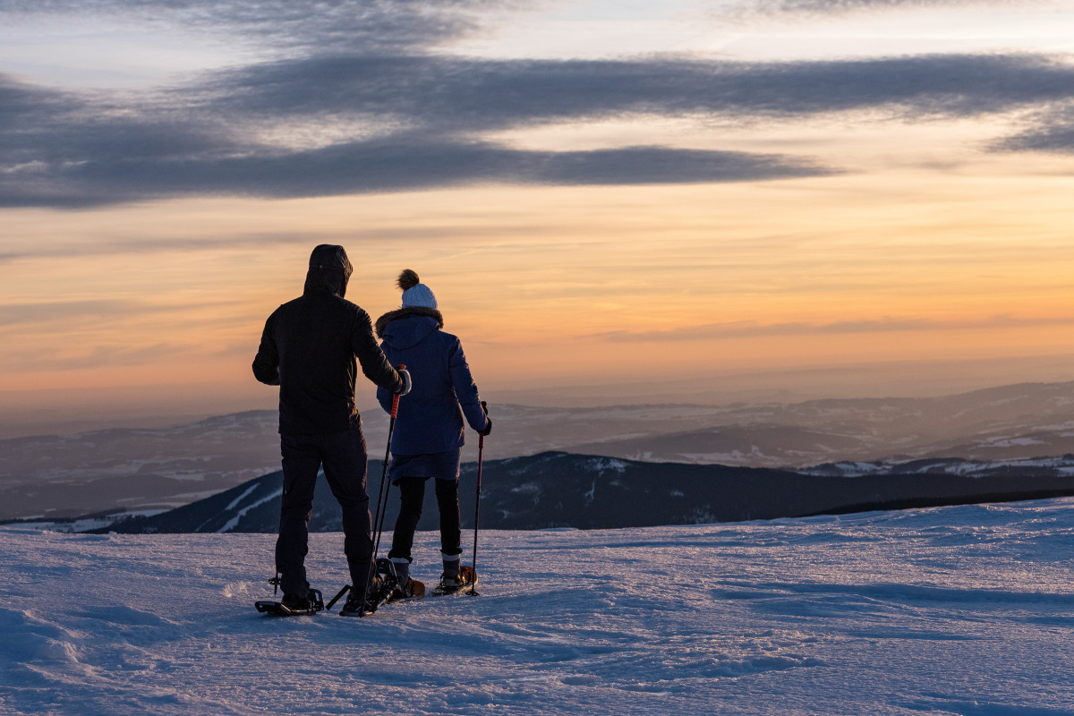 Schneeschuhtour Hochwiesenberg,
Riesengebirge, Tschechien.