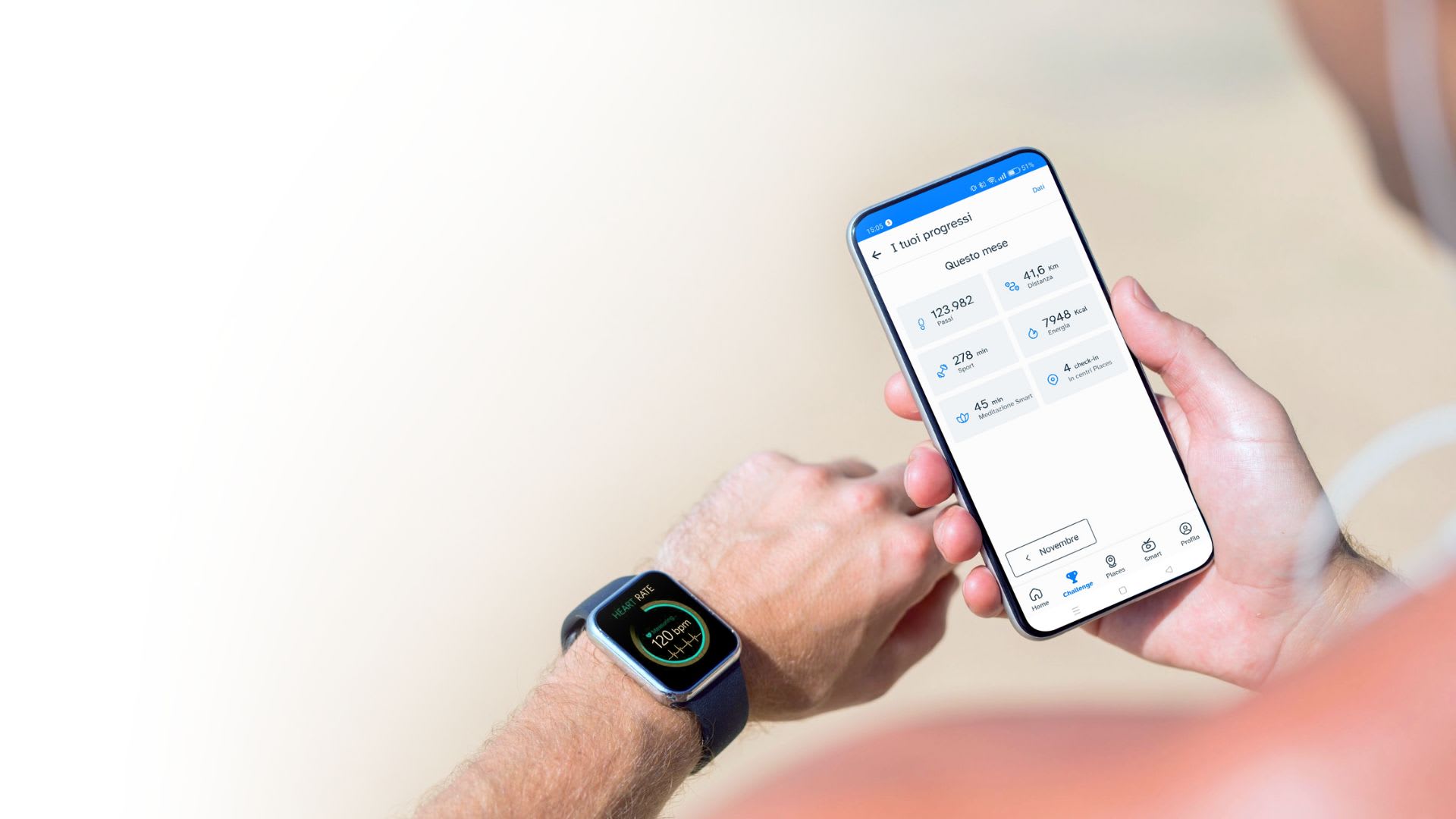 controllo statistiche di salute con smartwatch
