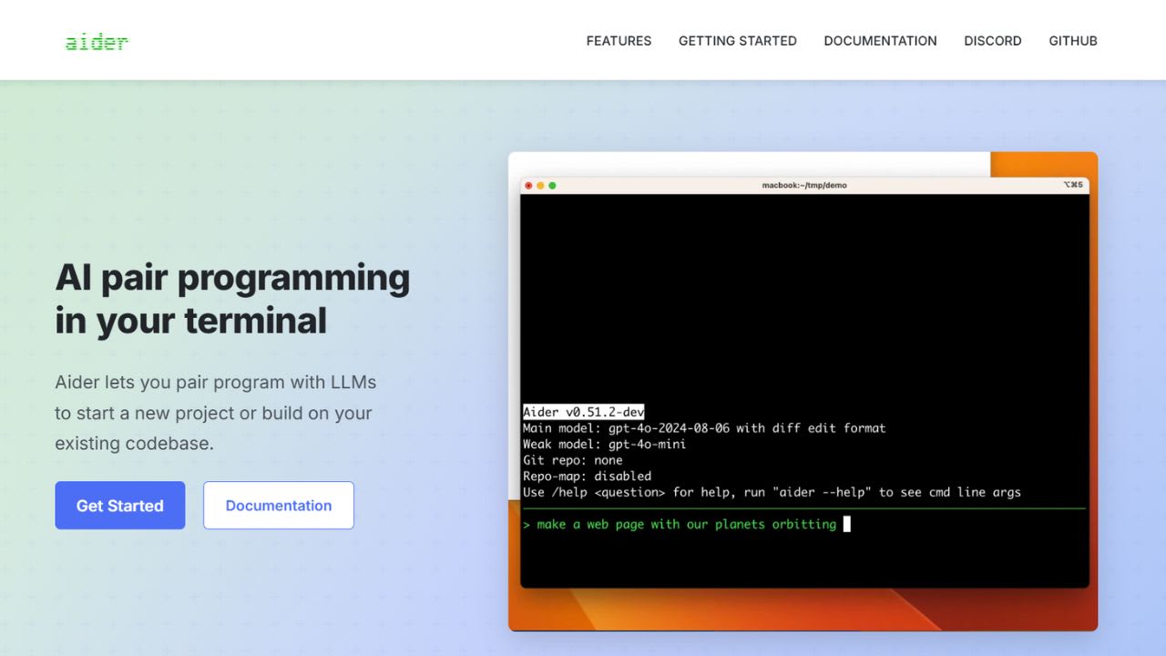 Aider screenshot 1