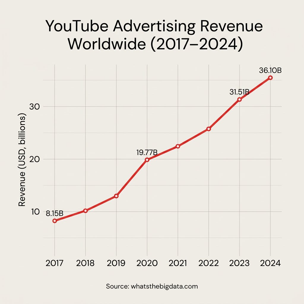 YouTube advertising revenues worldwide