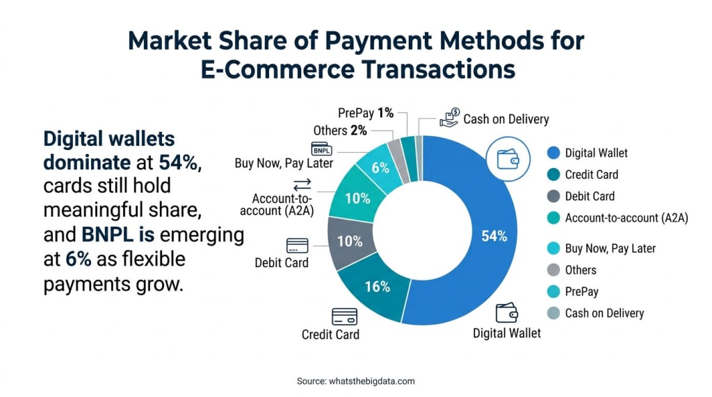 Market Share of Payment Methods For E-Commerce Transactions
