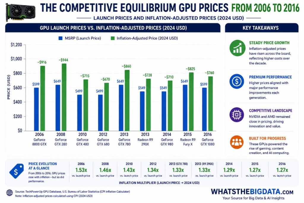 The Competitive Equilibrium GPU Prices from 2006 to 2016