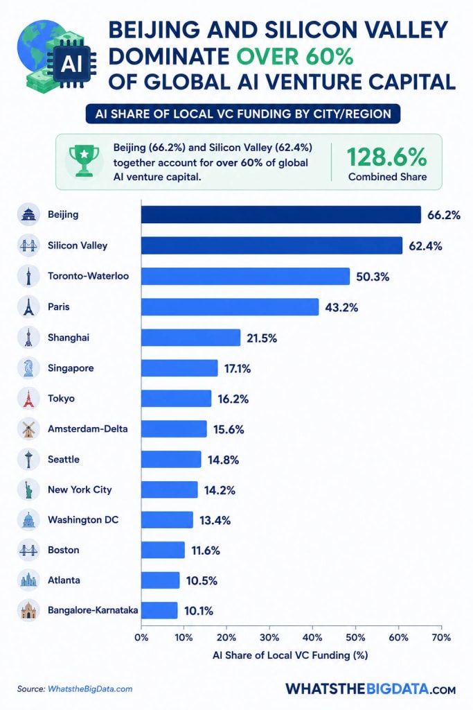 Beijing and Silicon Valley Dominate Over 60% of Global AI Venture Capital