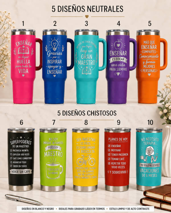 Diseños especiales para termos grabados