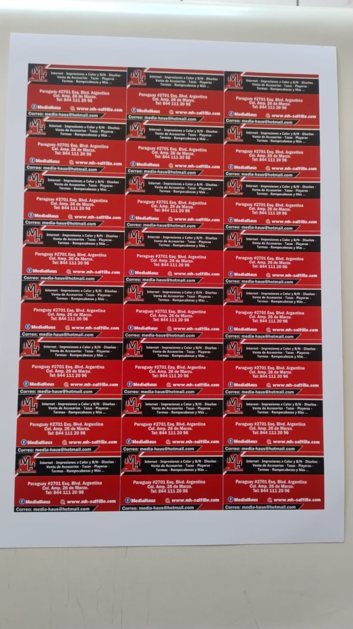Tarjetas volantes menús Saltillo