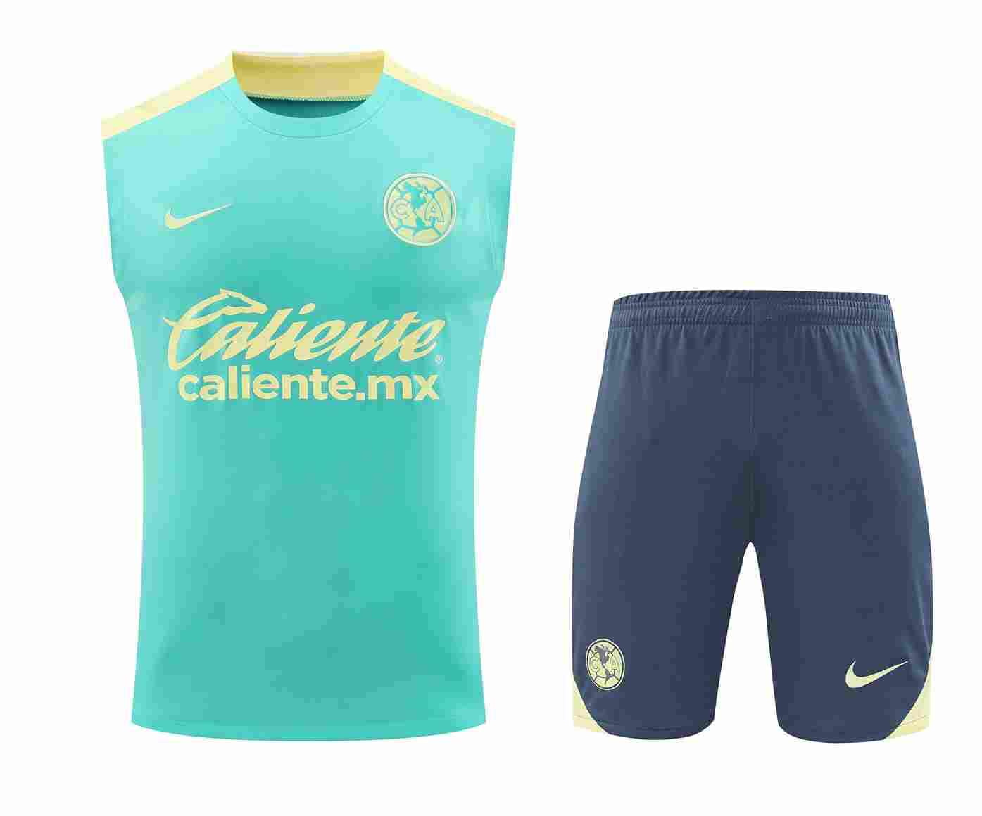 Club America Training Kit Sleeveless Turquoise and Yellow 25 26