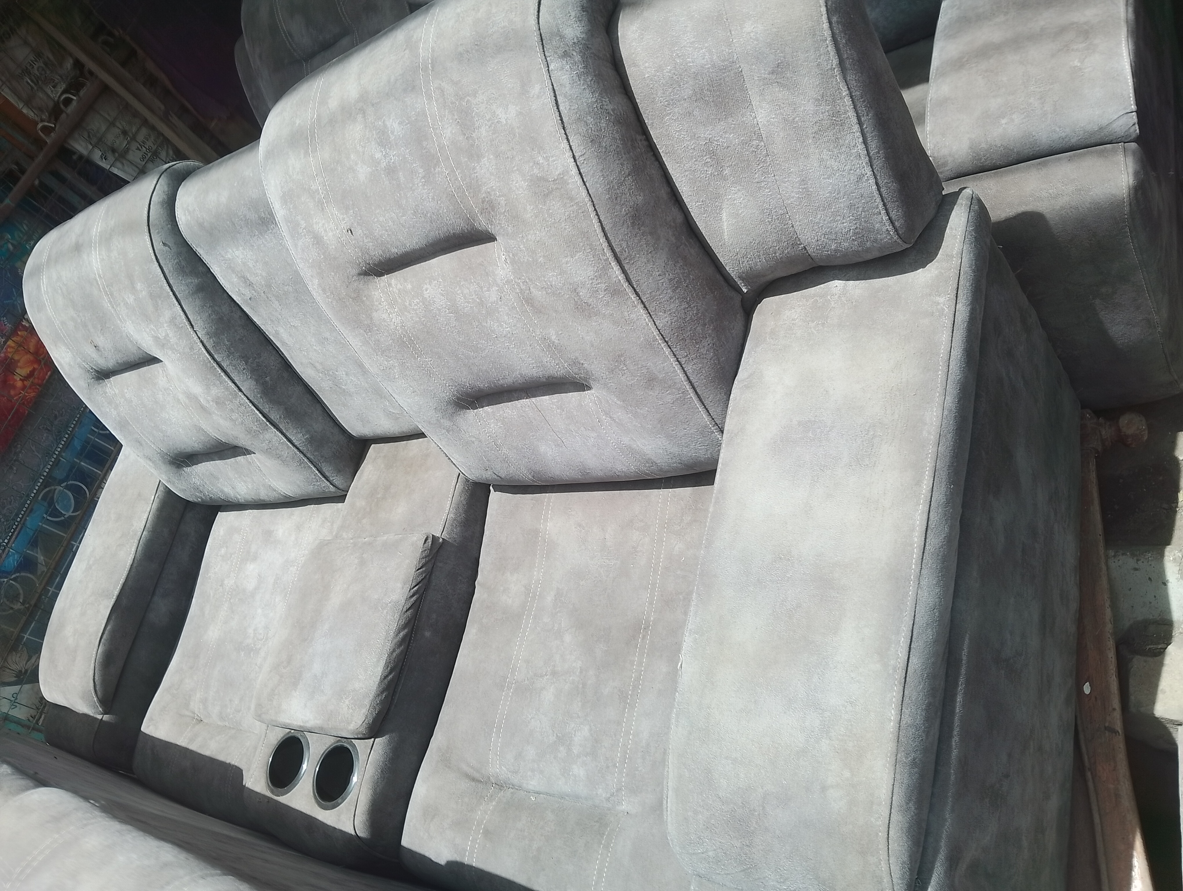 Grey 7-Seater Reclining Sofa Set – Plush Upholstery, Padded Arms and Modern Design - photo 3