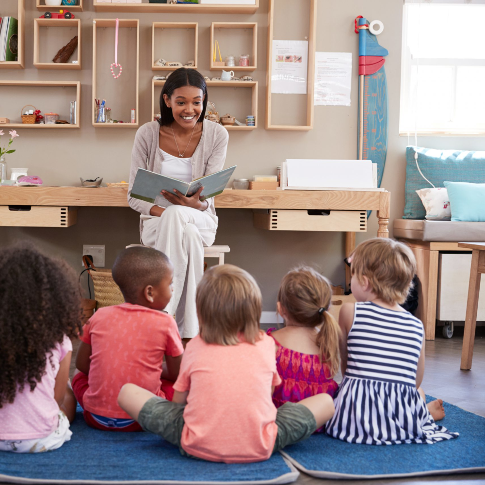 Teacher with students in classroom