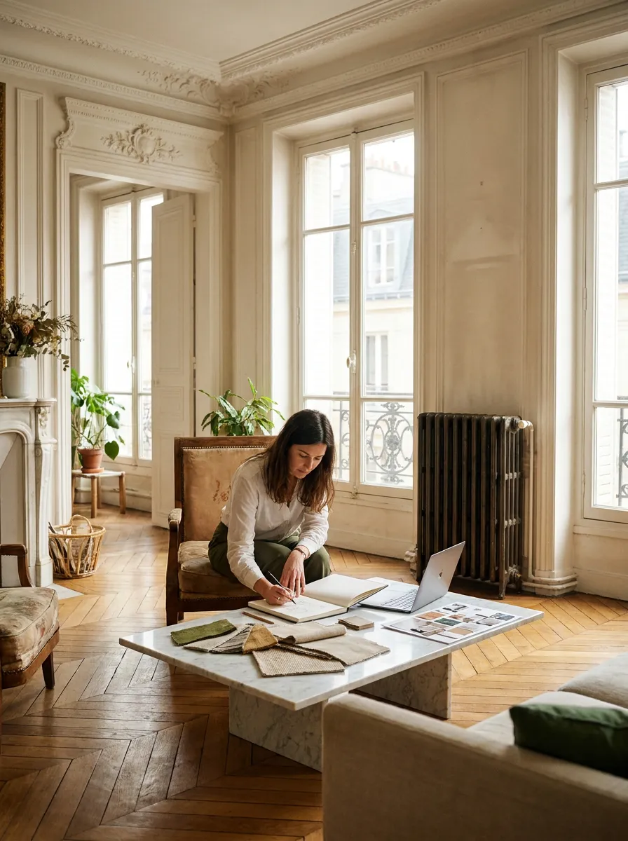 Radiateurs en fonte intégrés à un projet d’architecte par REMANENCE