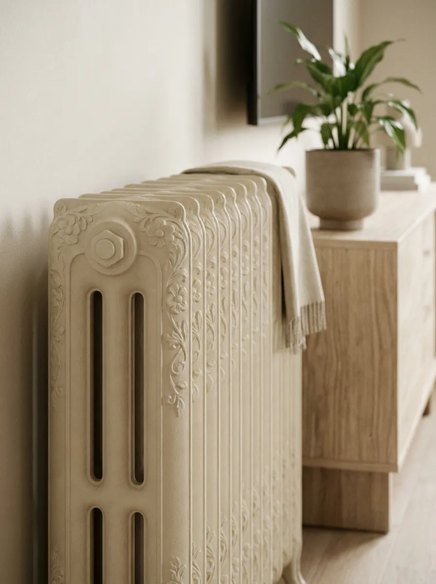 Radiateur ancien en fonte restauré, prêt à poser