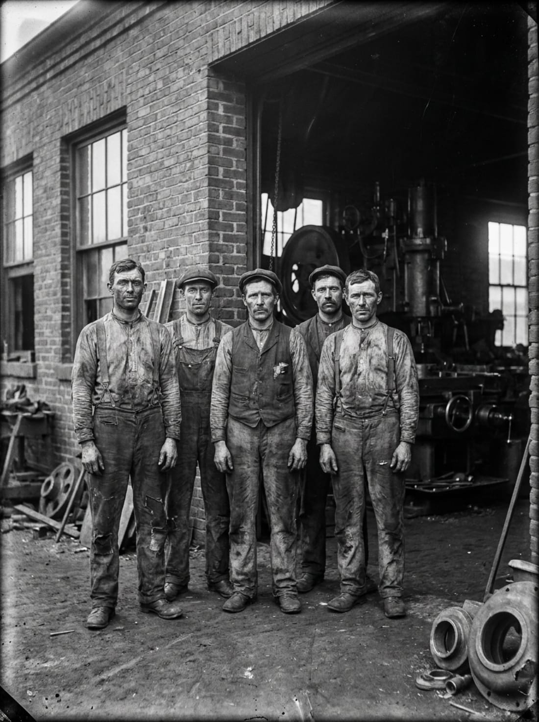 Ouvriers au travail vers 1900, fierté industrielle