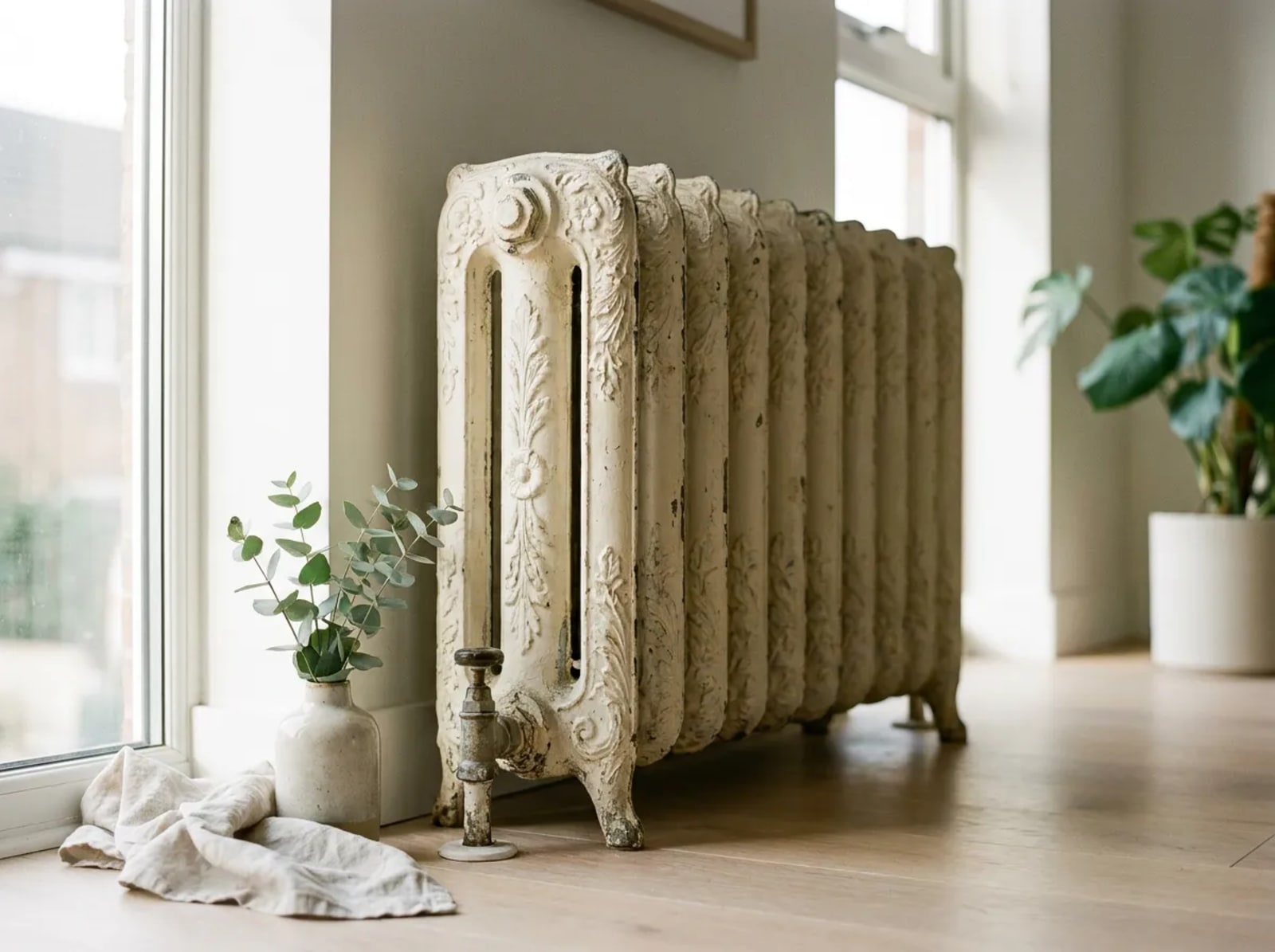 Radiateur en fonte ancien restauré dans l’atelier REMANENCE