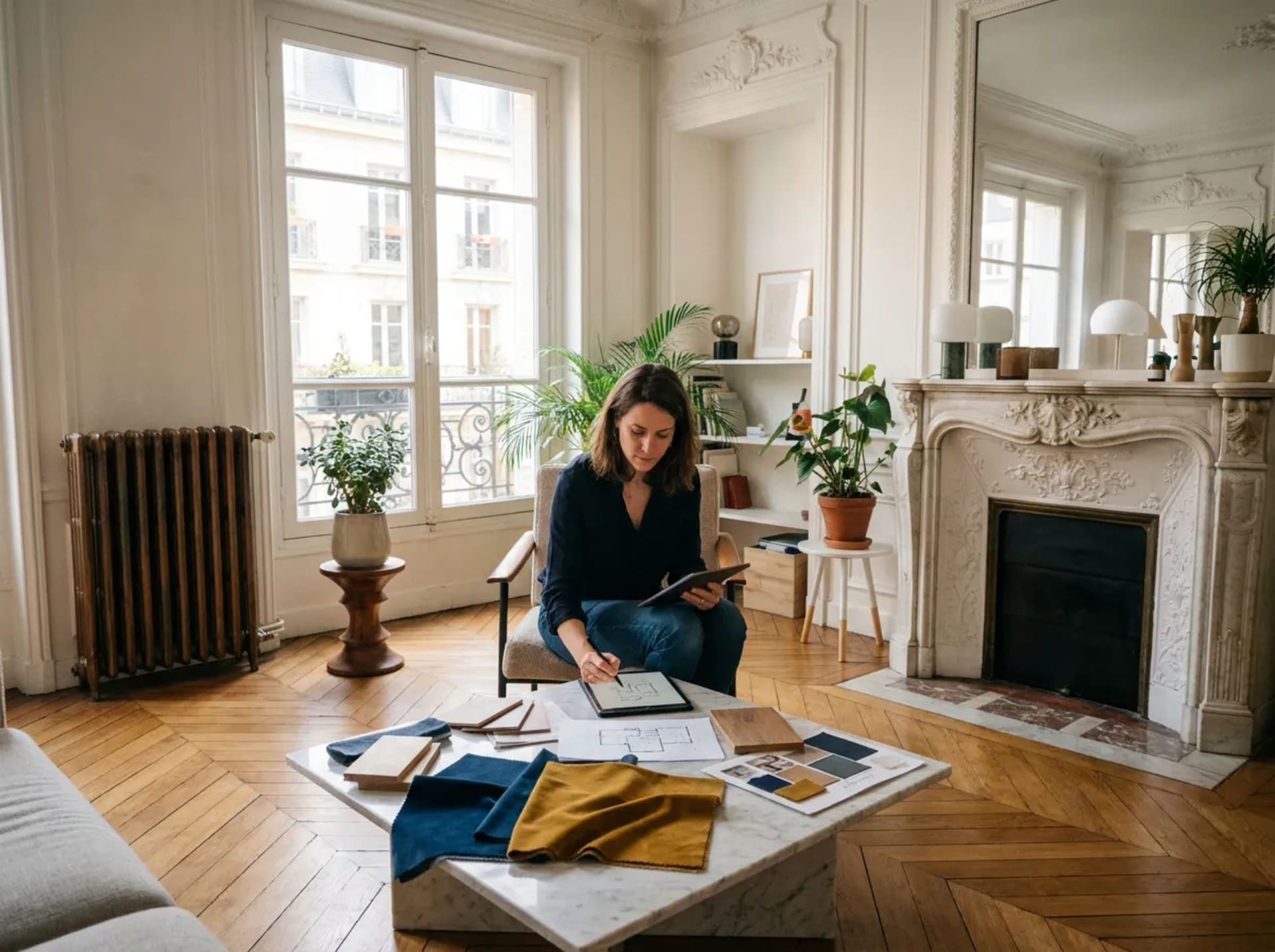 Radiateurs en fonte intégrés à un projet d’architecte par REMANENCE