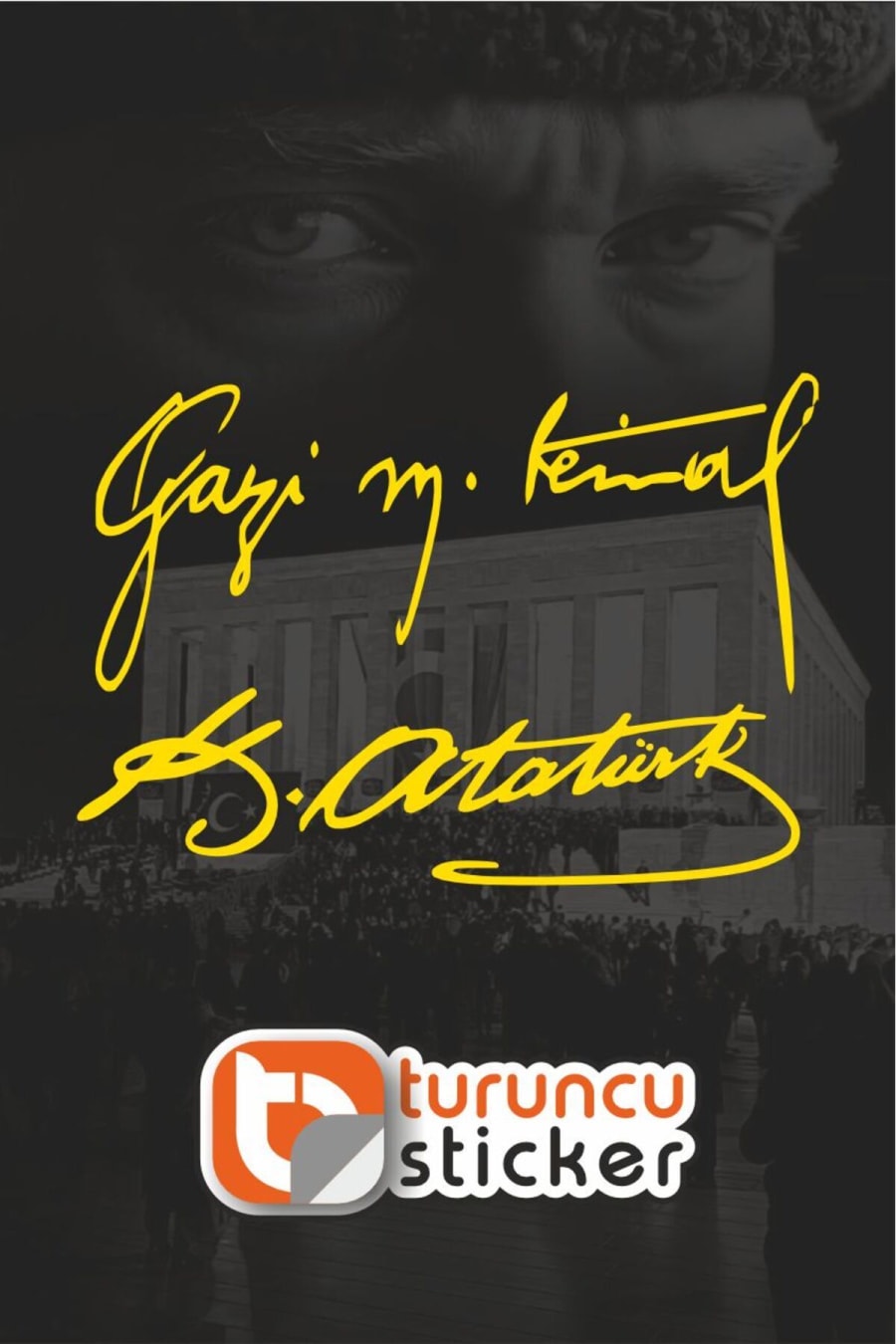 Gazi M.Kemal ve K.Atatürk İmza Set Sticker Etiket – Araç – Motor – Laptop - Kask Etiket Sticker