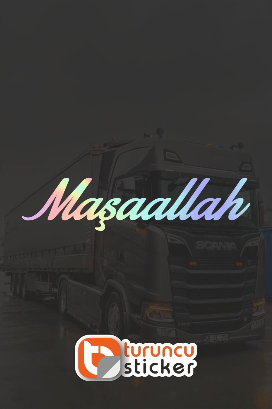 Maşallah Sticker Etiket 20x4.5 cm – Araç – Motor – Laptop - Kask Etiket Sticker