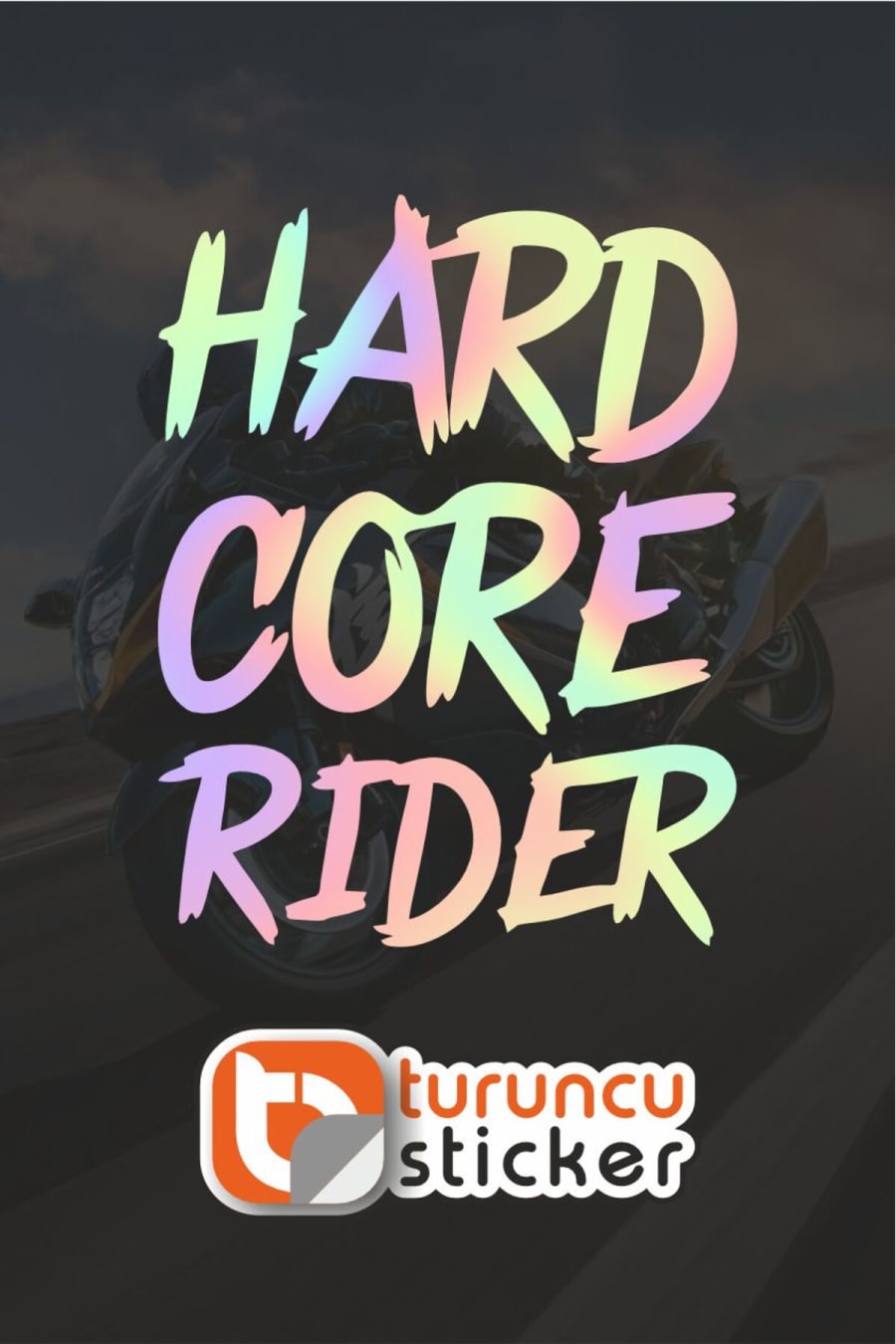 Hard Core Rider Sticker - Motorsiklet -Kask - Laptop- Motor - Oto Araç Sticker -5X19,5 Cm