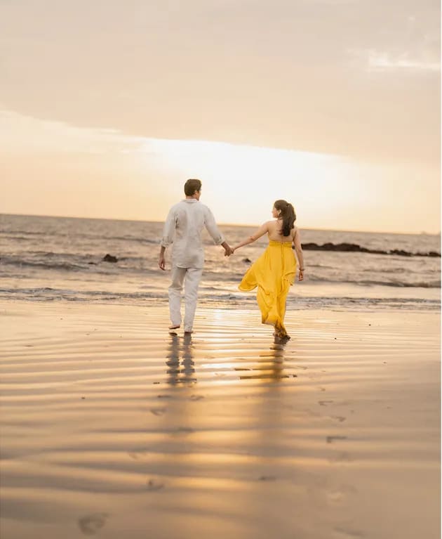 Traditional outfit couple portrait during pre wedding shoot