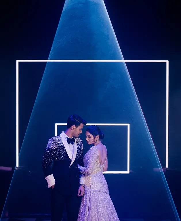 Modern cocktail night photoshoot with creative lighting backdrop