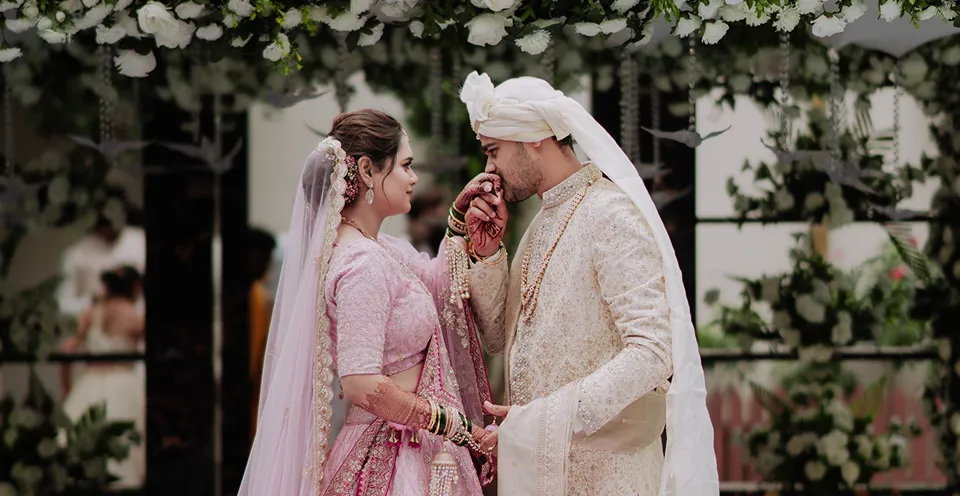 Bride and groom performing wedding rituals in Hubli Dharwad