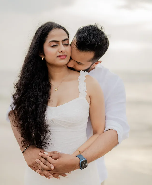 Traditional outfit couple portrait during pre wedding shoot
