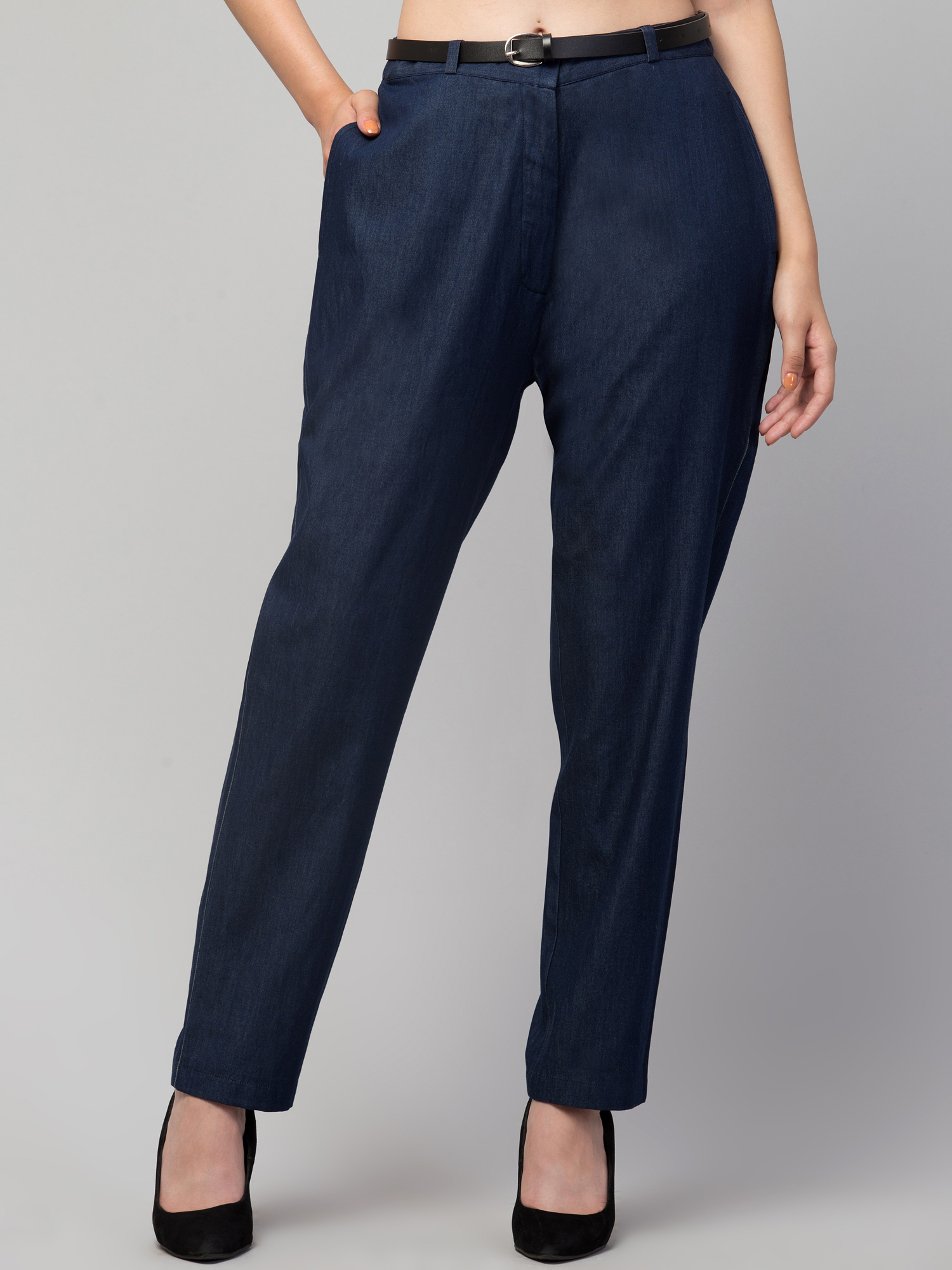 soft cotton denim pant regular fit