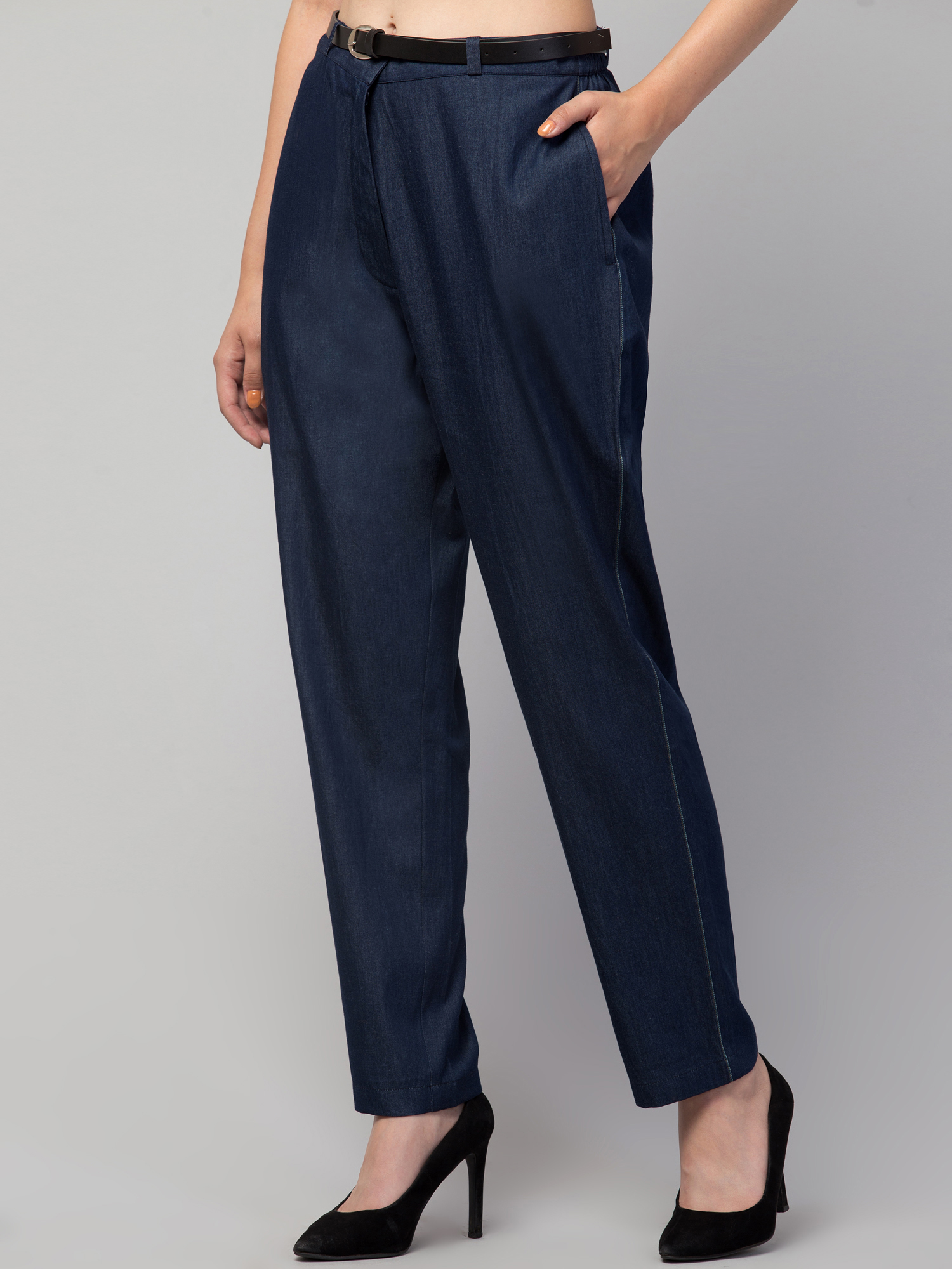 soft cotton denim pant regular fit