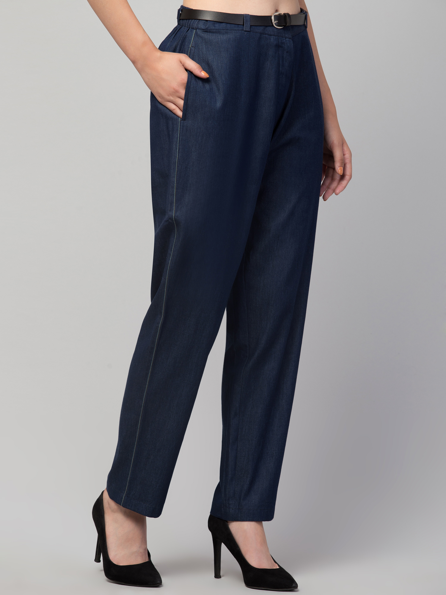 soft cotton denim pant regular fit
