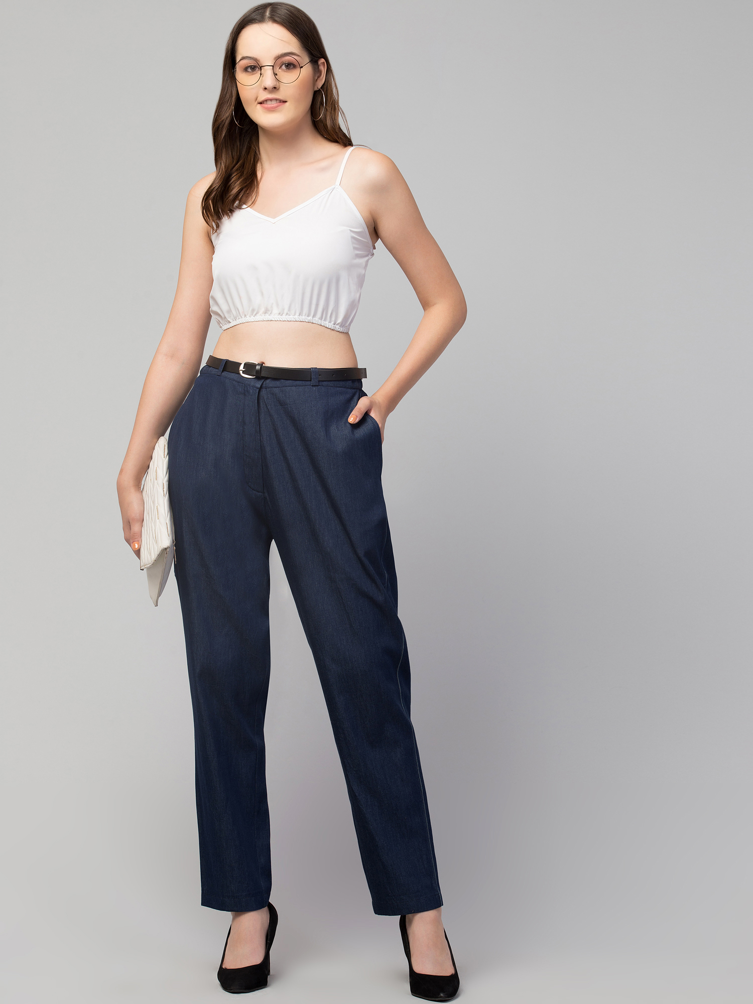 soft cotton denim pant regular fit