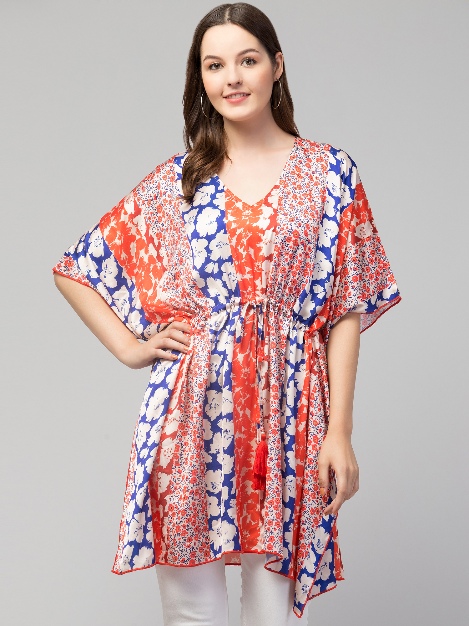 Floral Print V-Neck Tunic Top