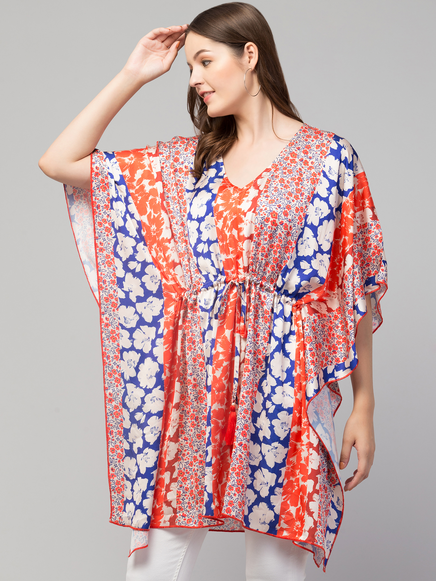 Floral Print V-Neck Tunic Top