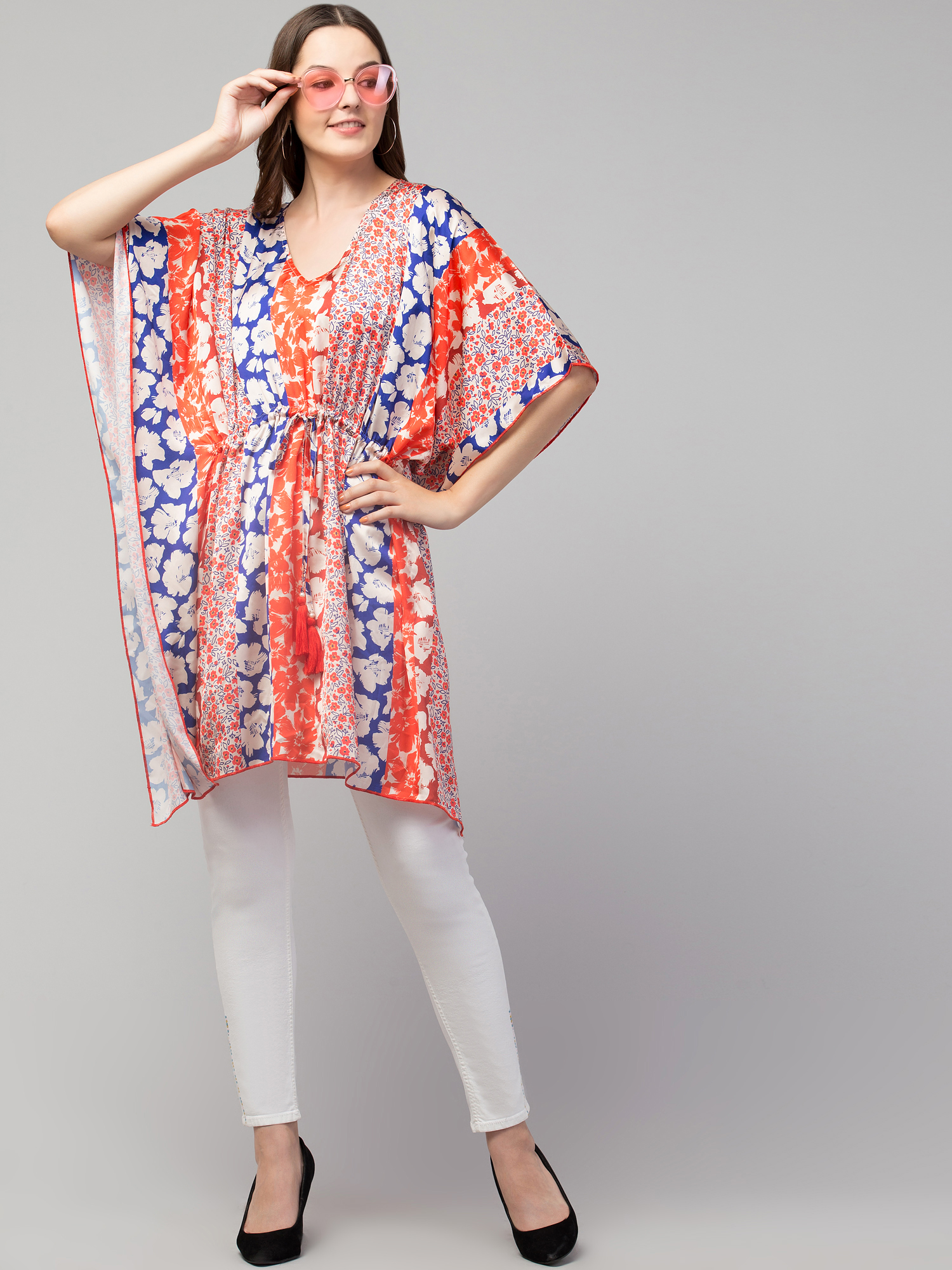 Floral Print V-Neck Tunic Top
