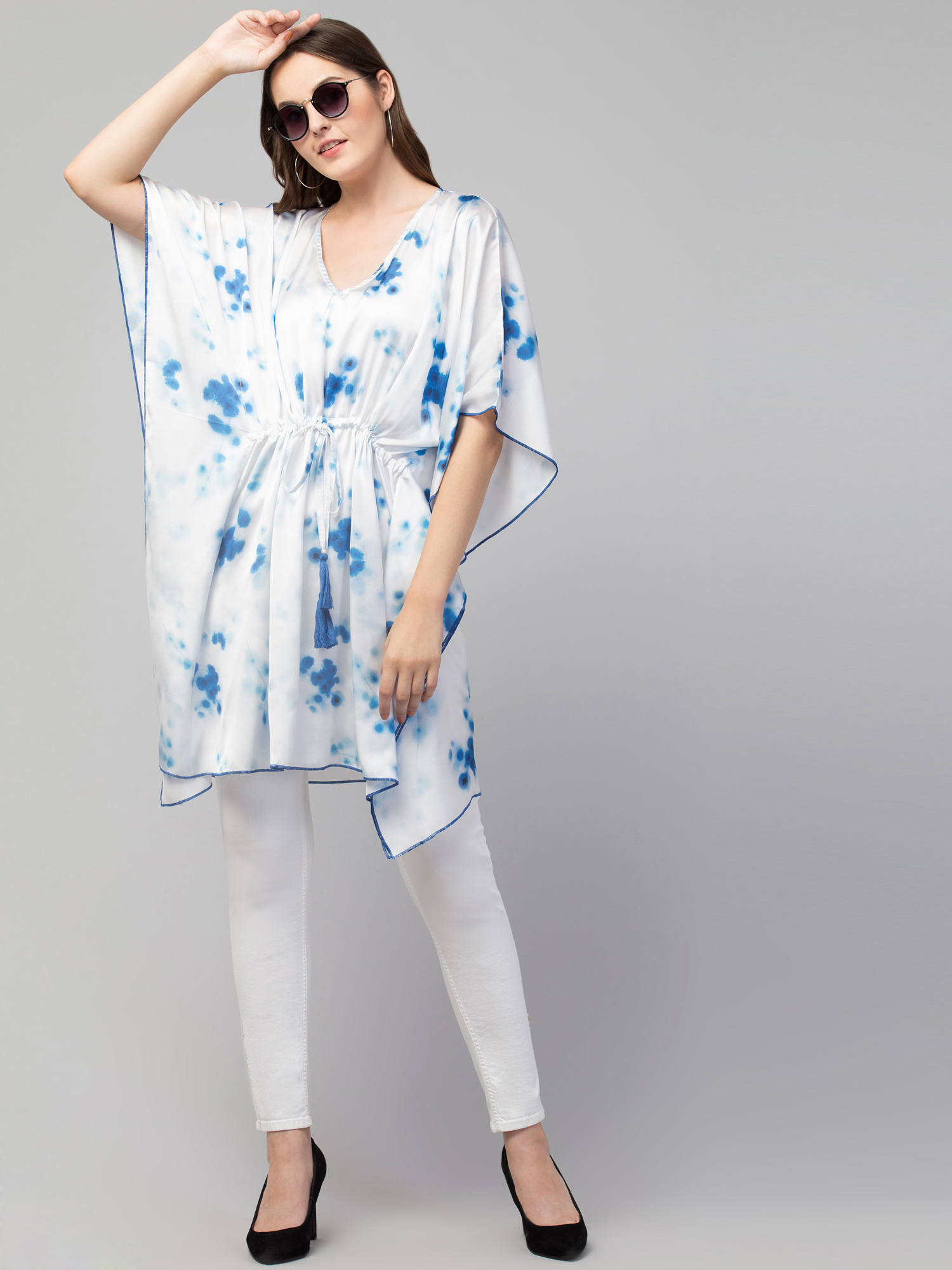 Floral Print V-Neck Tunic Top