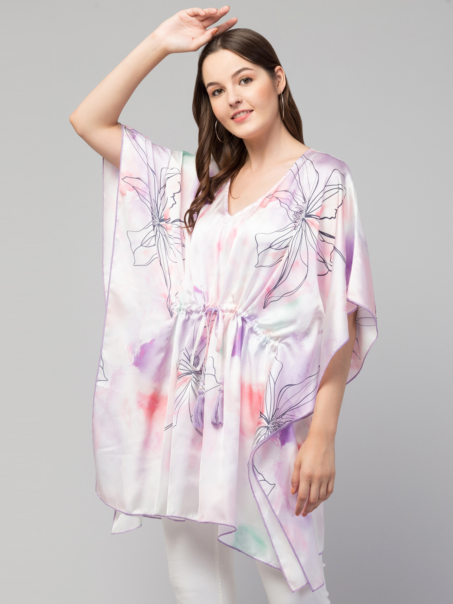 Floral Print V-Neck Tunic Top