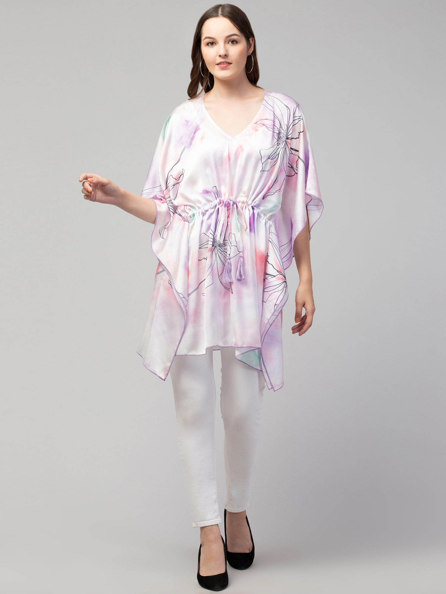 Floral Print V-Neck Tunic Top