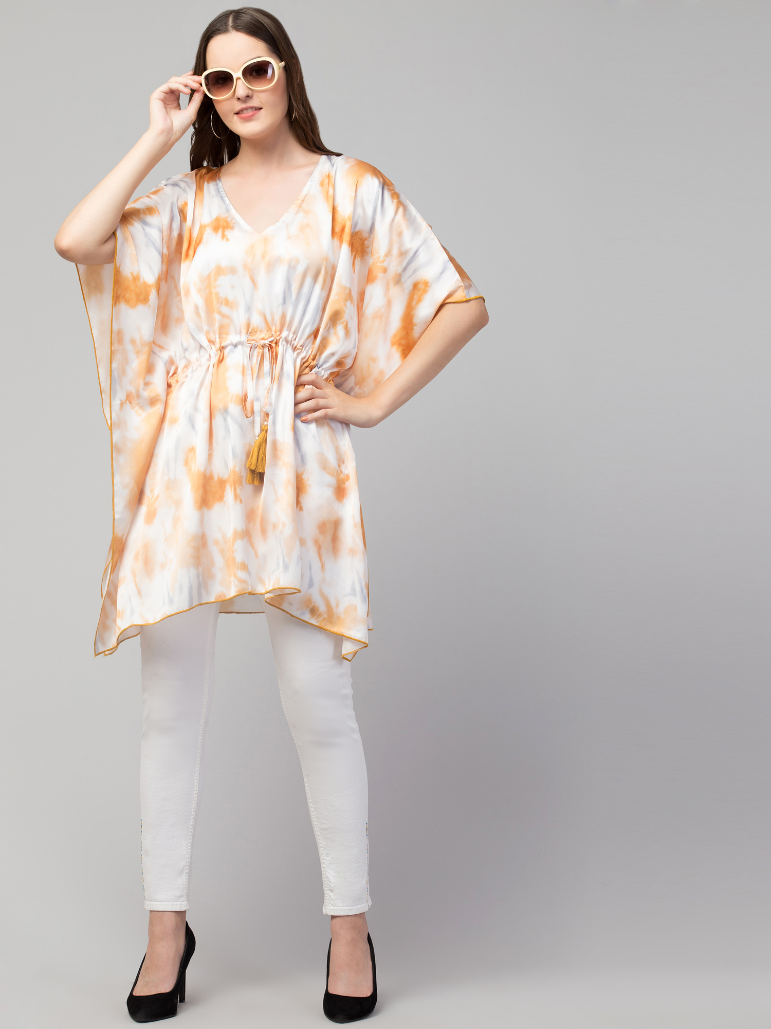 Floral Print V-Neck Tunic Top