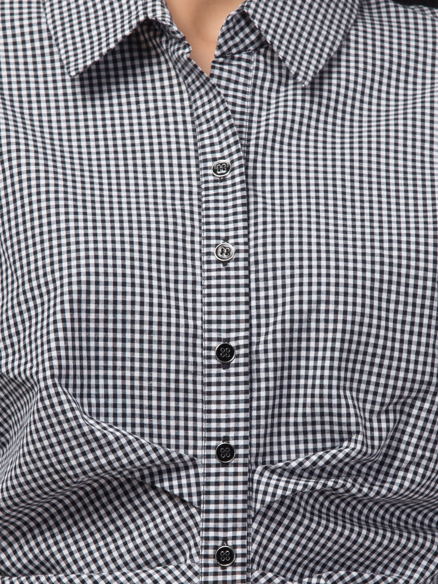wrap shirt black and white gingham