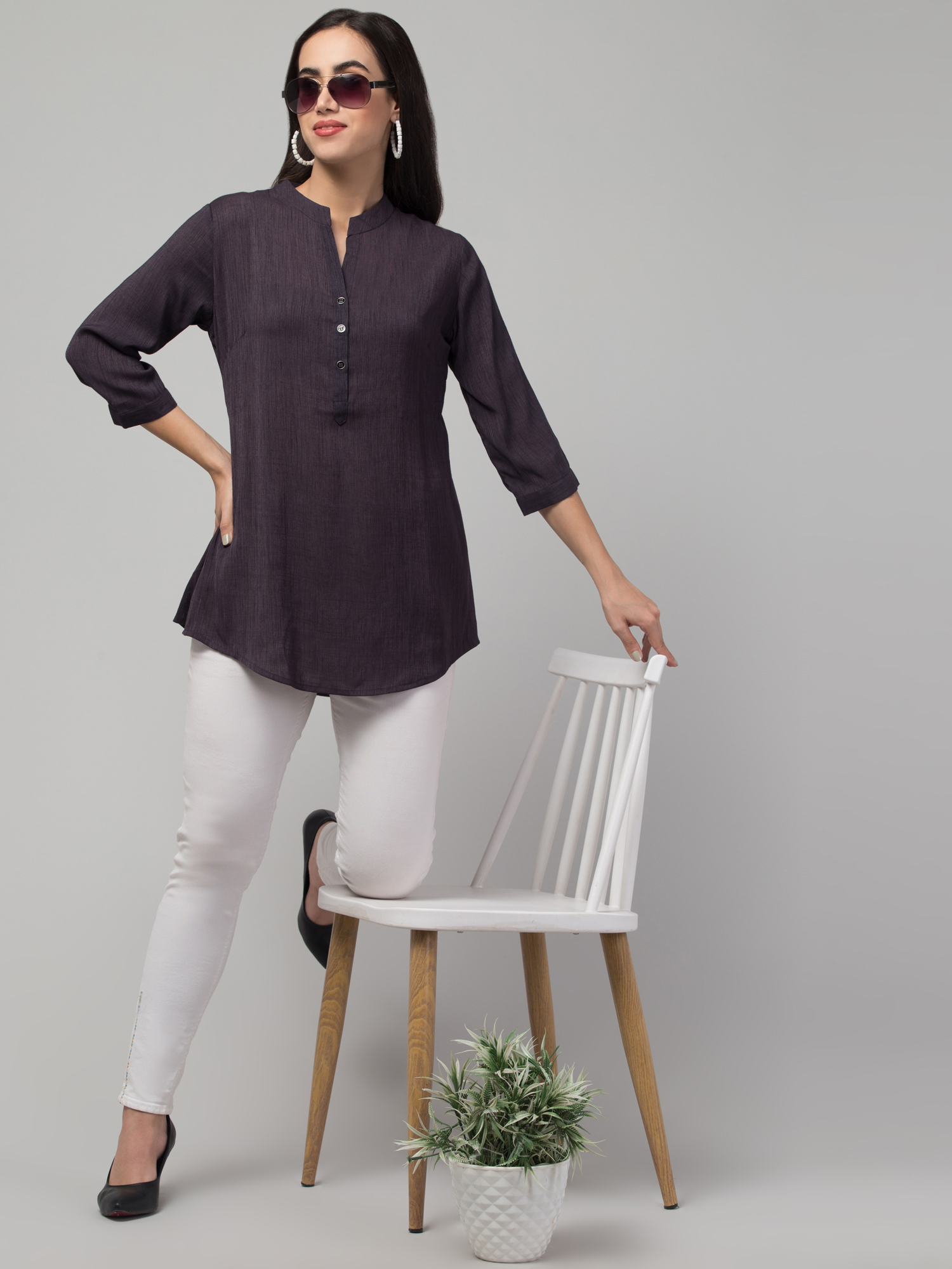 mandarin collar top