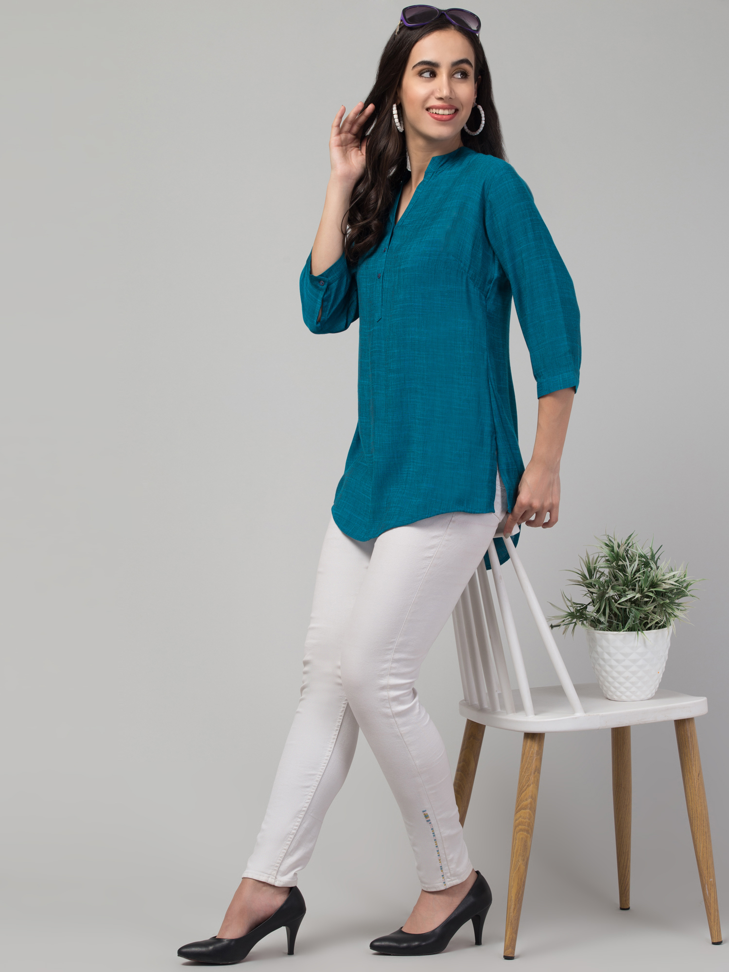 mandarin collar top