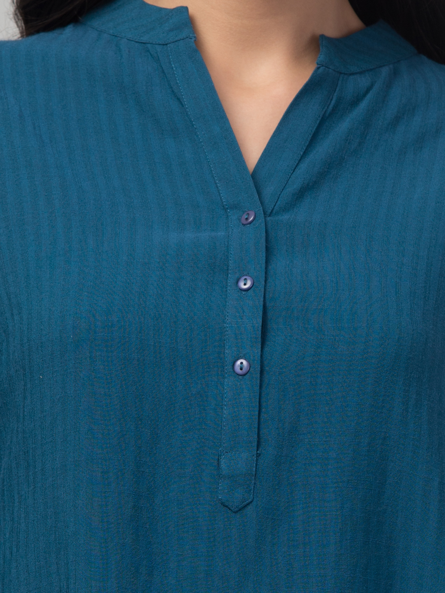 Teal Mandarin Collar Top