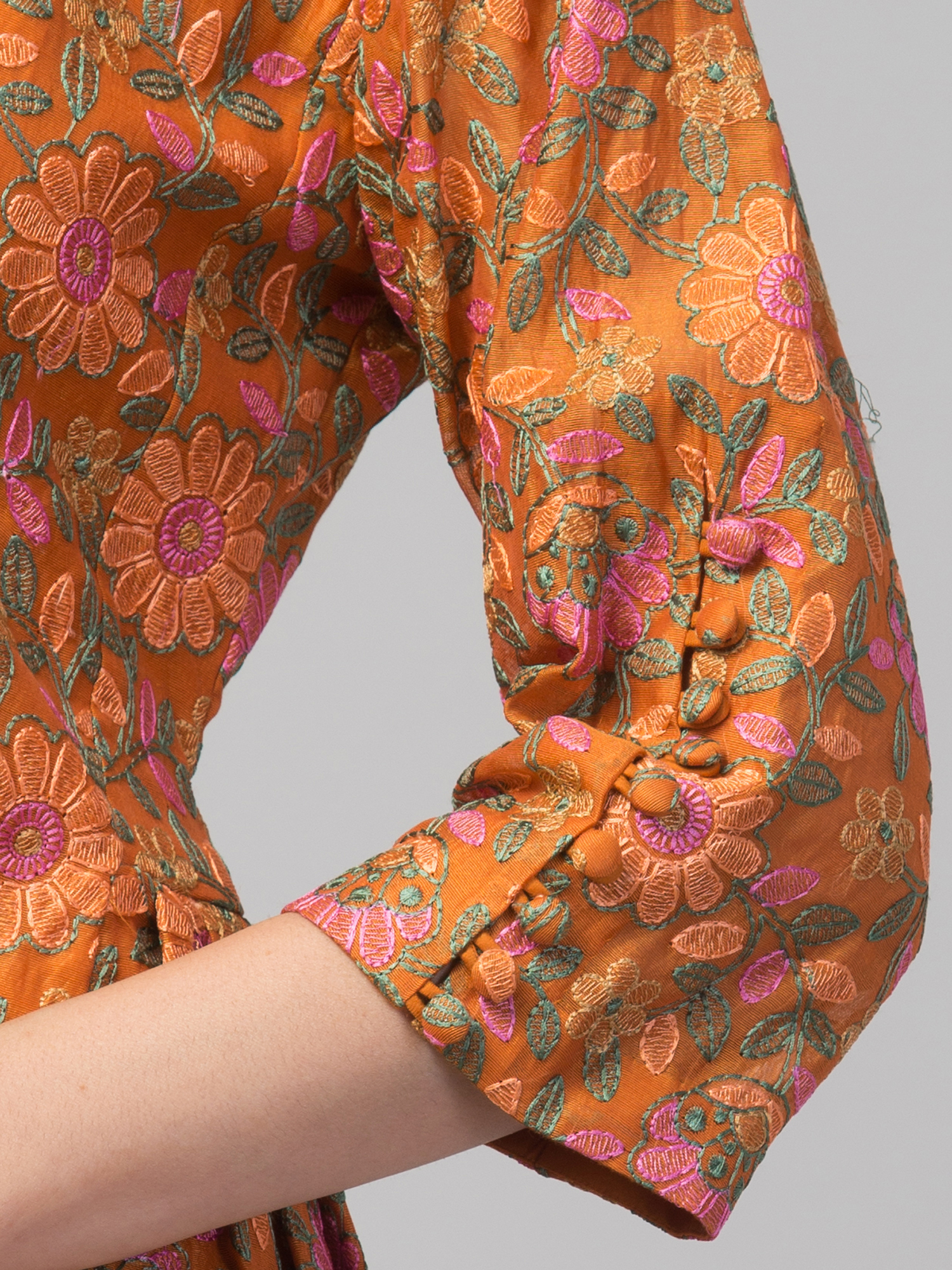 Kurta  embroidered floral print with solid pant