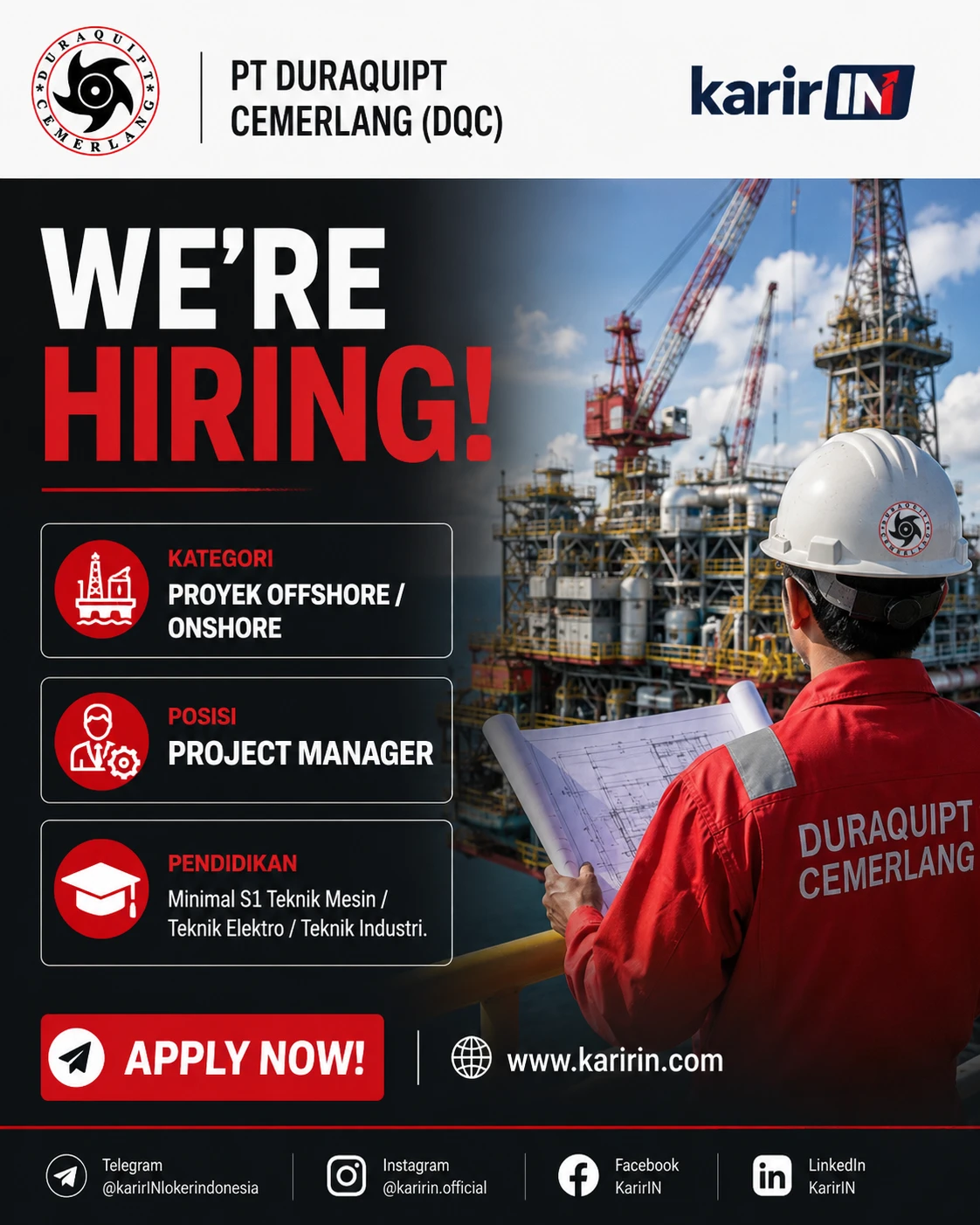 Flyer Project Manager - PT Duraquipt Cemerlang, Indonesia | KarirIN 1