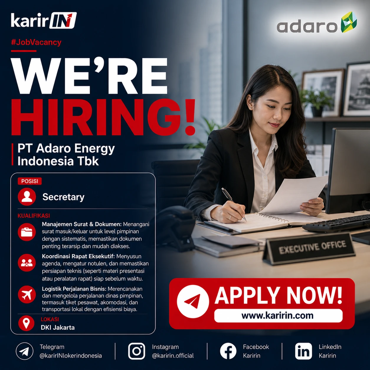 Flyer Secretary PT Adaro Energy Indonesia Tbk, Jakarta 1