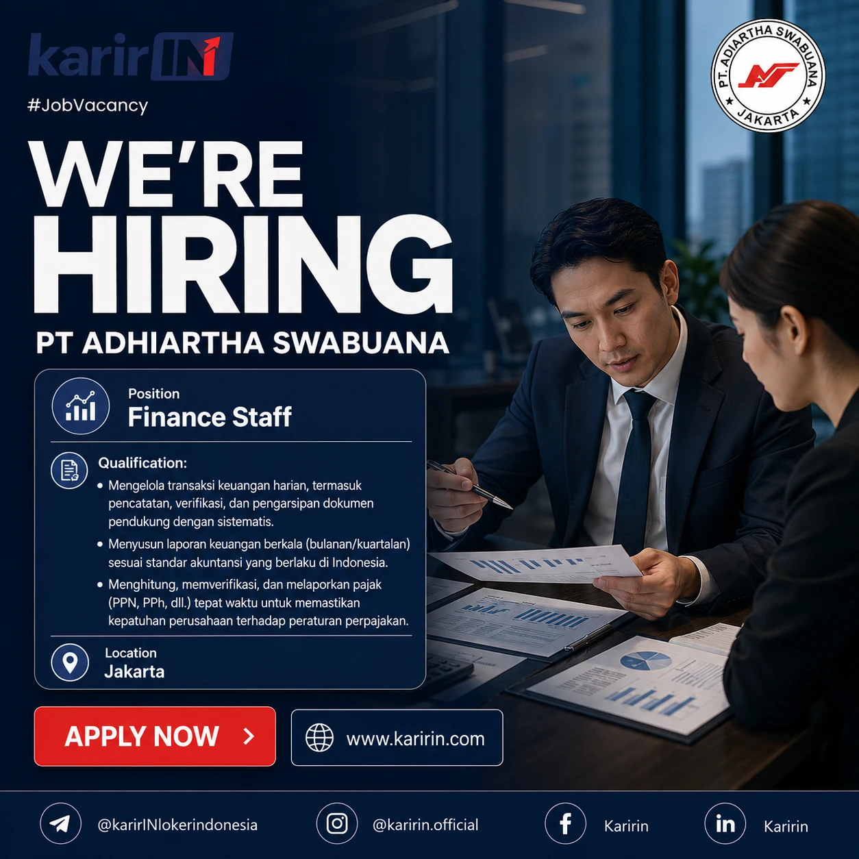 Flyer Finance Staff - PT ADHIARTHA SWABUANA, Jakarta | KarirIN 1