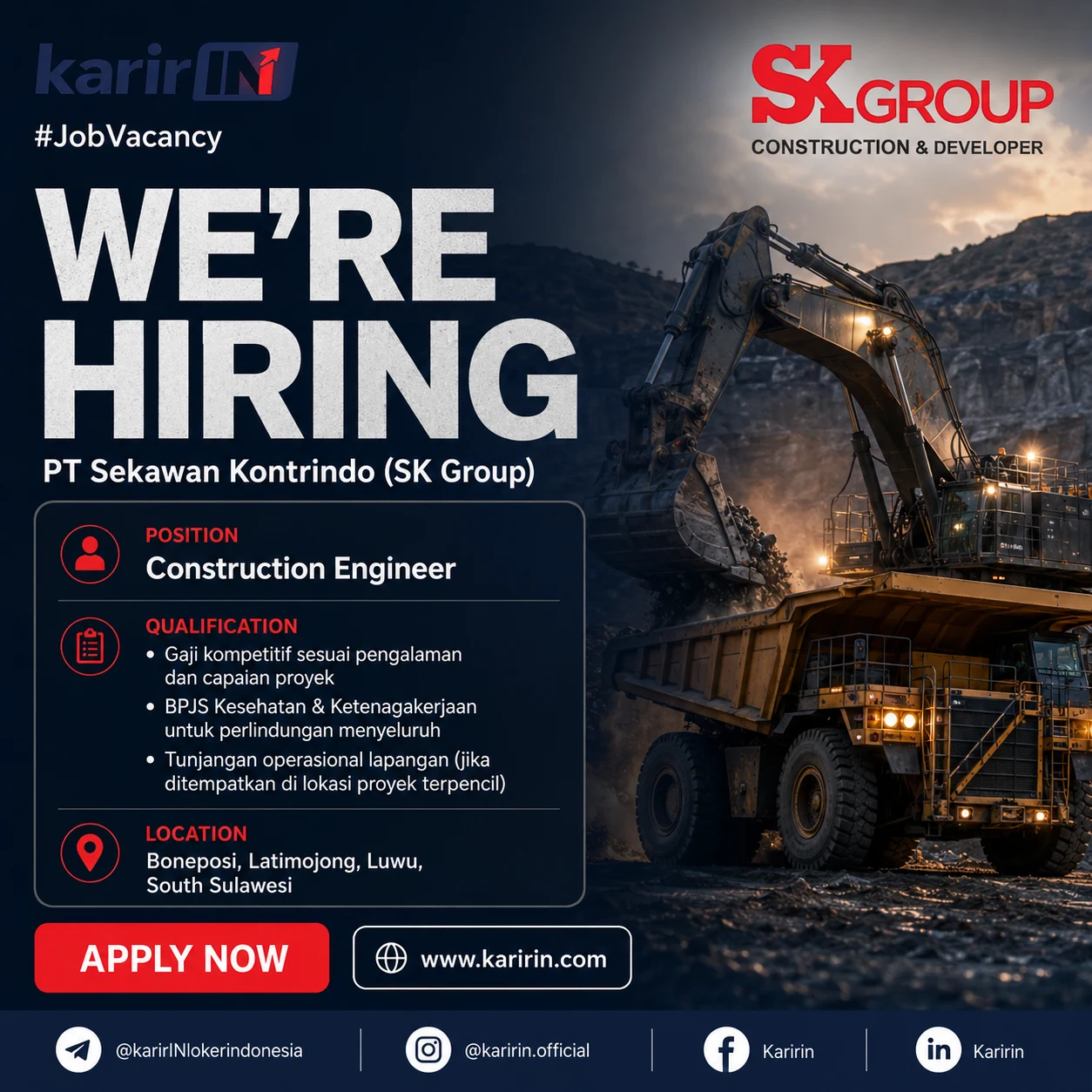 Flyer Construction Engineer - PT Sekawan Kontrindo (SK Group), Boneposi 1