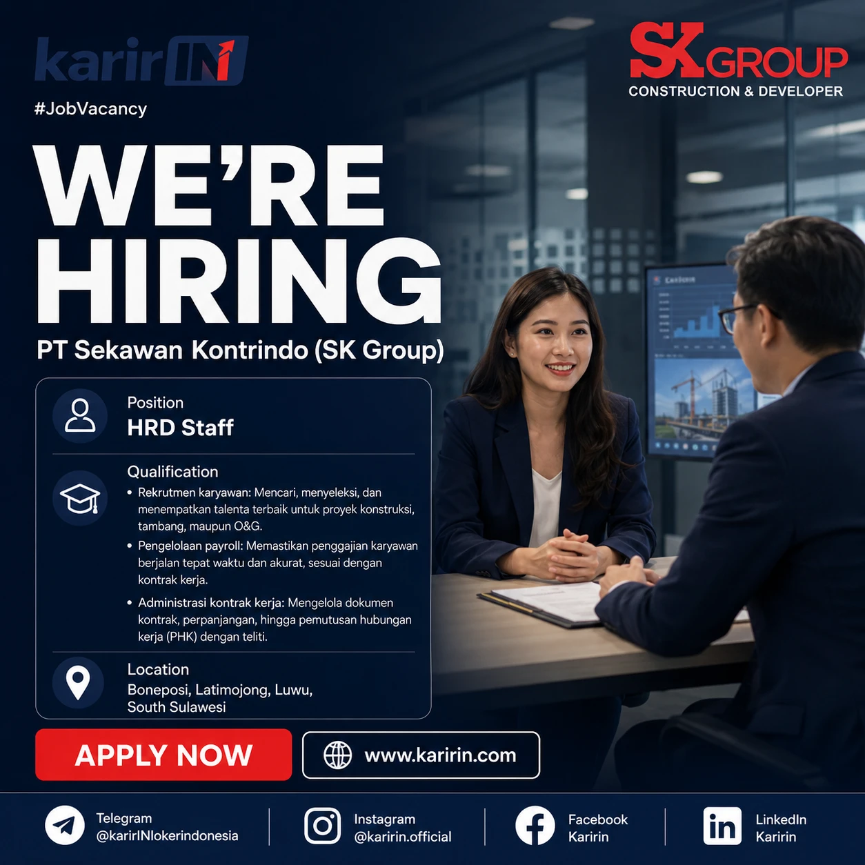 Flyer HRD Staff - PT Sekawan Kontrindo (SK Group) | Boneposi | KarirIN 1