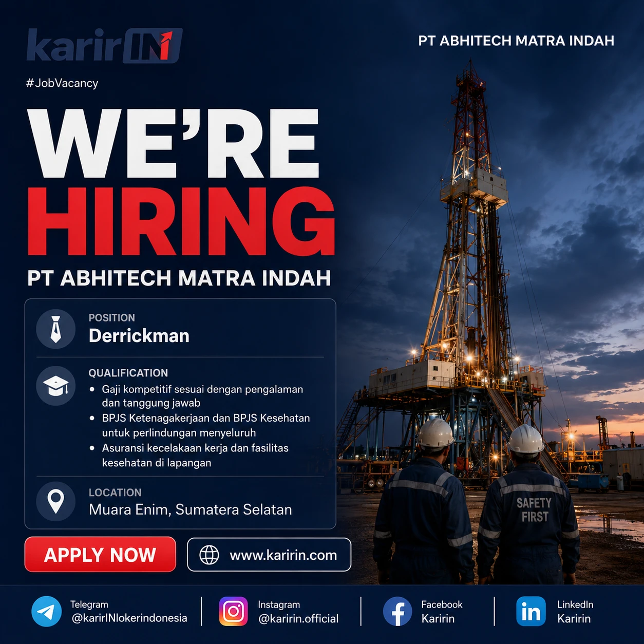 Flyer Derrickman - PT ABHITECH MATRA INDAH, Muara Enim | KarirIN 1